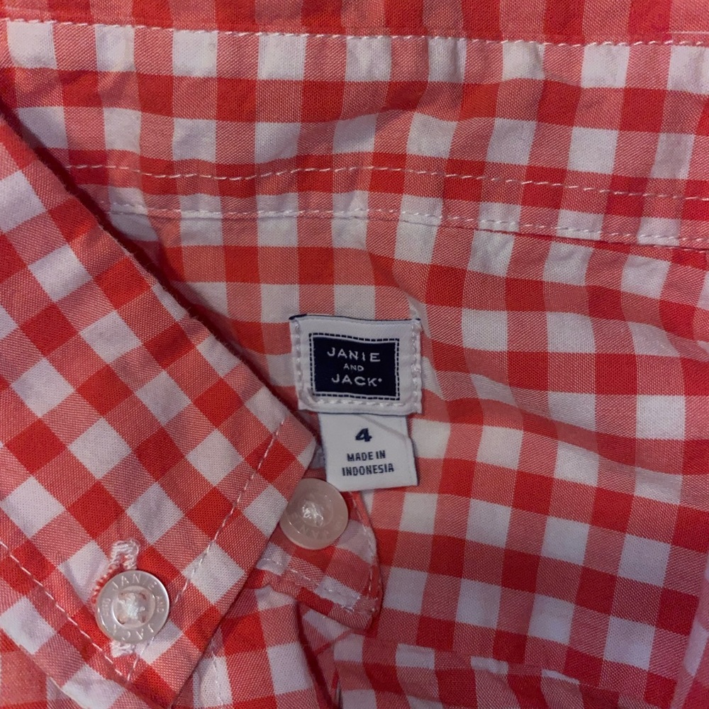 Gingham print button down shirt